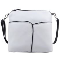 Ladies Leather Cross Body Shoulder Bag by Ili New York White & Black