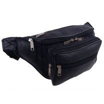 Mens Ladies Leather Black Waist Bumbag Travel Oakridge