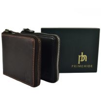 Mens Quality Soft Leather Zip-Around Wallet by PrimeHide Gift Boxed