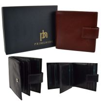 Mens/Gents Square Leather Tabbed Wallet by Prime Hide Stylish Gift Boxed