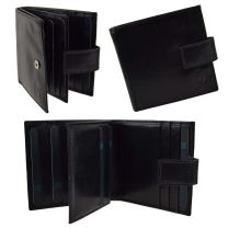 Mens/Gents Soft Leather Tabbed Wallet by Prime Hide Quality Classic (Black)