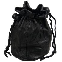 Oakridge Leather Small Black Drawstring Pouch Change Coins Wrist Mens Ladies