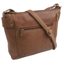 Ladies Soft Leather Small Classic Cross Body Handbag Bag by GiGi Mid-Brown