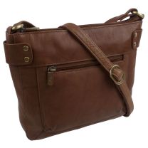 Ladies Soft Leather Small Classic Cross Body Handbag Bag by GiGi Mid-Brown