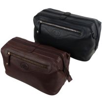 Mens Rowallan Large Quality Vintage Leather Wash Bag Travel Toiletries Black or Brown