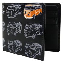 Mens Top Quality Leather Bi-Fold Wallet by Golunski; Retro Camper Van Gift Boxed