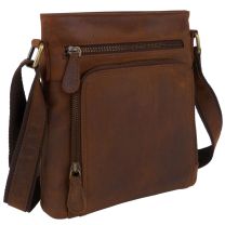 Prime Hide Mens Distressed Leather Front Zip Pouch Cross Body Bag Galaxy Collection 
