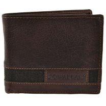 Mens Bi-Fold BUFFALO LEATHER WALLET Rowallan of Scotland; Panama Collection Gift Box Rugged Chunky