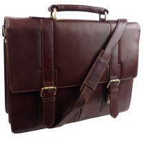 Mens Large Veg Tan Leather Briefcase by Visconti Vintage Collection