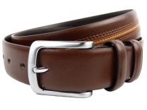 Stylish Mens Full Grain Brown Leather Belt 1.35" by Ollys; Knightsbridge Design
