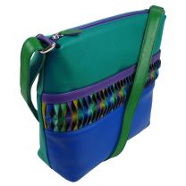 Ladies Leather Cross Body Shoulder Bag by Ili New York with Colourful Detail 