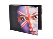 Mens Top Quality Leather Bi-Fold Wallet by Retro Union Jack Face Gift Box Golunski