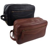 Oakridge Leather Mens Medium Travel Washbag/Toiletry Bag