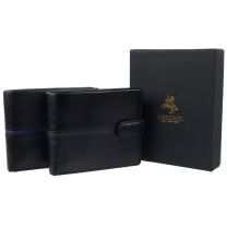 Mens Leather Tabbed Stylish Two-Tone Bifold Wallet by Visconti Aero Gift Box