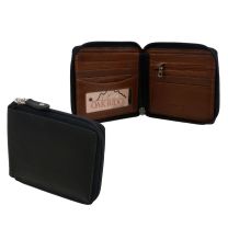 Mens Quality Leather Zip-Around Bi-Fold Wallet by Oakridge