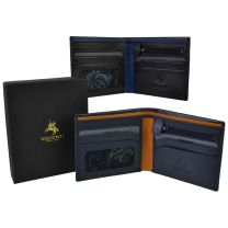 Mens Leather Stylish Bifold Wallet by Visconti; Parma Collection GIFT Box Paisley