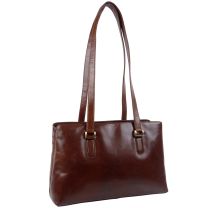 Ladies Vintage Leather Handbag by Visconti Tote Shoulder Strap Classic Brown 