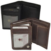 Mens Leather Compact Silm North/South Wallet by Woods Great Value Gift Box