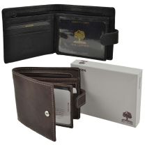 Mens Leather Compact Tabbed Wallet by Woods Great Value Stylish Gift Box