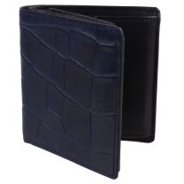 Mens Navy Leather Croc Tri Fold Wallet Graffiti Range From Golunski