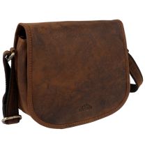 Oakridge Leather Ladies Cross Body Saddle Bag Brown Hunter Leather