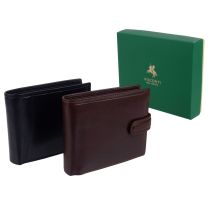 Mens Italian Leather Tabbed Wallet by Visconti; Monza Collection Gift Boxed