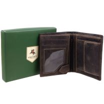 Mens Premium Quality Leather Wallet by Visconti; Hunter Collection Gift Box (Distressed Brown)