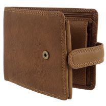 Mens Tan Leather Wallet Tabbed Bi-Fold Visconti; Darwin Range Change Gift Boxed Oak