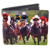Mens Leather Horse Racing Bi-Fold Wallet by Retro Gift Box Grand National