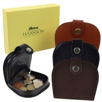 Mens Italian Leather Coin Tray Change Wallet/Purse by Hansson Pocket Gift Boxed