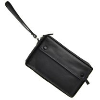 Gents Mens Black Leather Wrist Bag Travel by Golunski Useful Gift Compact