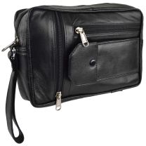 Gents Black Leather Handy Wrist Travel Pouch Manbag by Prime Hide Utility