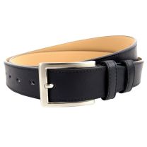 Stylish Mens Full Grain Black Leather Belt 1.35" by Ollys; Duke Design