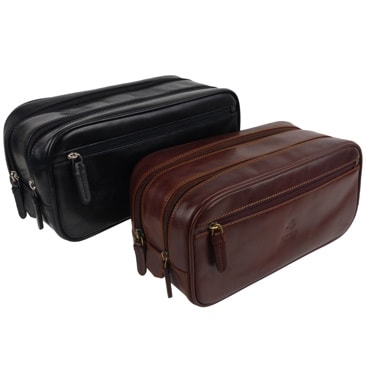 Visconti Mens Leather Wash Bag